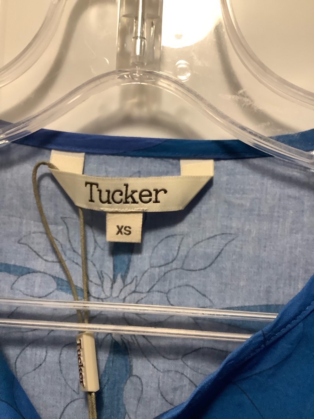 Tucker NYC| Juliette Blue Retro Floral Tiered Sz XS Dress Modest Organic Cotton - Picture 2 of 13